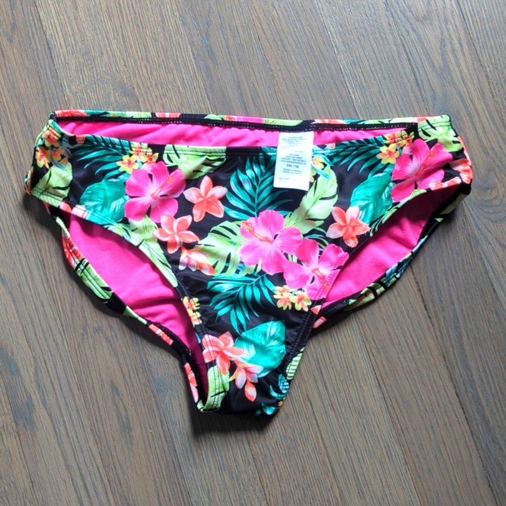 Girls Bikini Swimsuit Bottom Hawaiian tropical print - Size XXL (18)